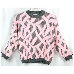Vintage Brunny Funky Abstract Twist Geometric Womens Sweater 1980s L Whimsy